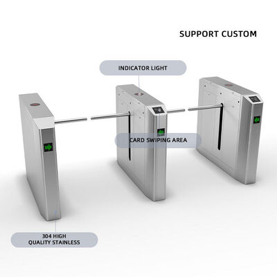 IP55 ระบบควบคุมการเข้าออกประตูรักษาความปลอดภัย RFID แบบ Double Motor Bridge Drop Arm Turnstile