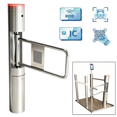 SS304 Frame Brushless Motor Swing Barrier Gate พร้อมระบบจําหน่ายใบหน้าและวัดอุณหภูมิ